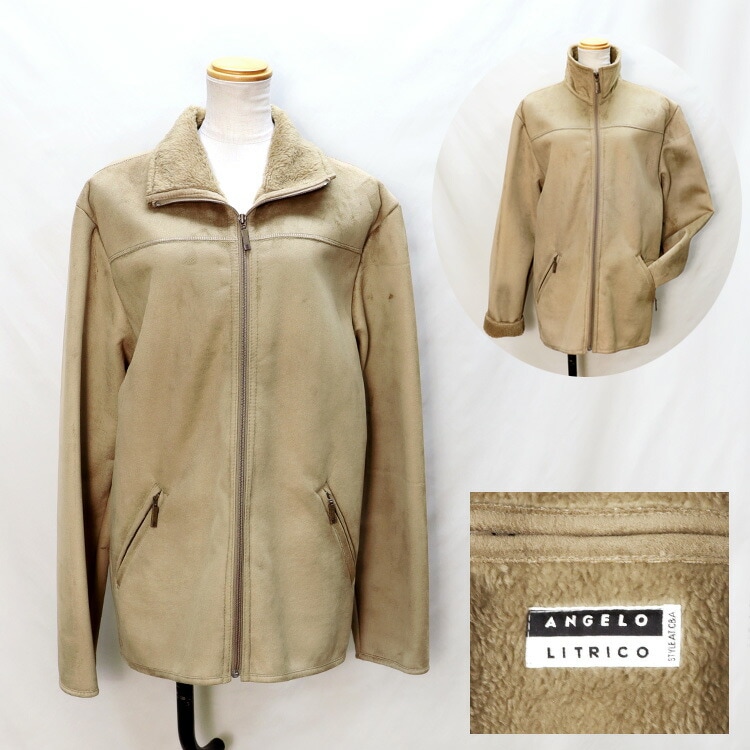 フェイクファー ジャケット ブラウン エコファー スエードタッチ もこもこ Mサイズ ベージュ レディース ギフト プレゼント