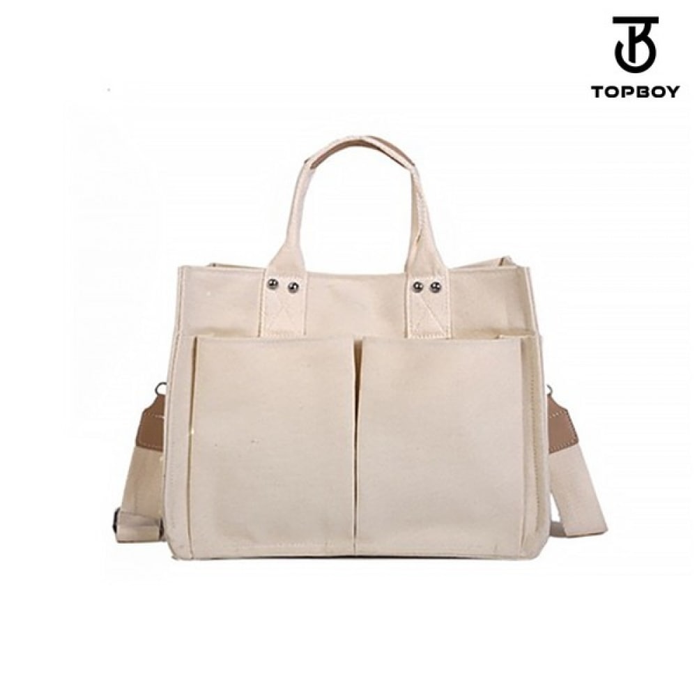 （トップボーイ）ダブルポケットナチュラルキャンバスバッグ（BG288）