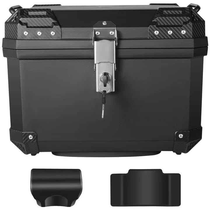 リアトランク 57L リアボックス トップケース 大容量 防水 防犯対策 高強度ポリプロピレン レストバック付き 取付ベース付属 バイクボックス BLACK
