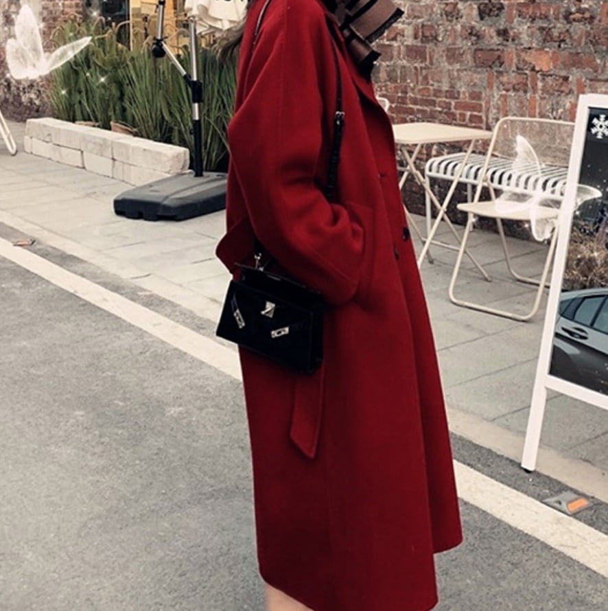 ート チェスターロング 襟付き ストレート Iライン 前開き かわいい 大人可愛い きれいめ クール シンプル 上品 おしゃれ オフィス L XL 2XL 3XL 4XL ボルドー バーガンディー