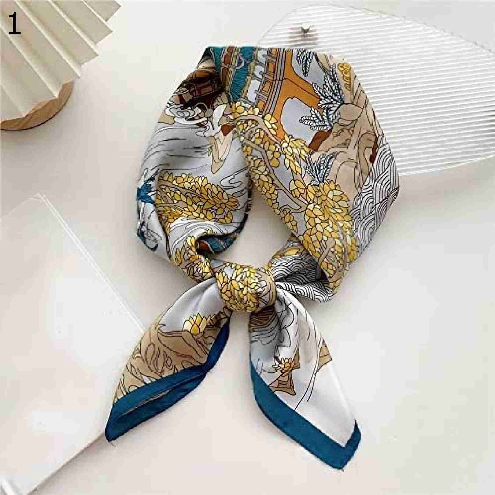 【20%OFFクーポン～】スクエアスカーフ70×70cmヘッドバンドラップヒジャーブ女性ヘアバンドリストヘッドカチ女性サテンショール スカーフ (Color : Blue Size : 70x70