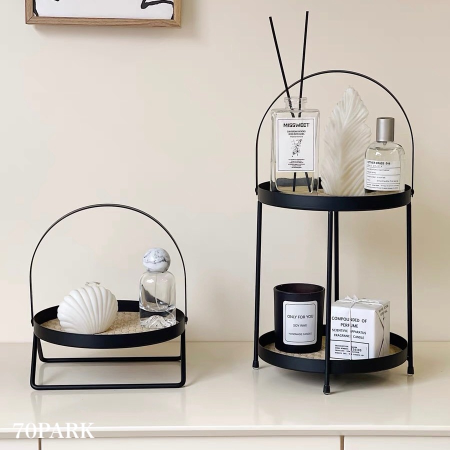アイアン レザー 一段 二段 ラウンド トレイ 全4種 収納 ラック おしゃれ 韓国インテリア 韓国雑貨 韓国っぽ インテリア雑貨 韓国
