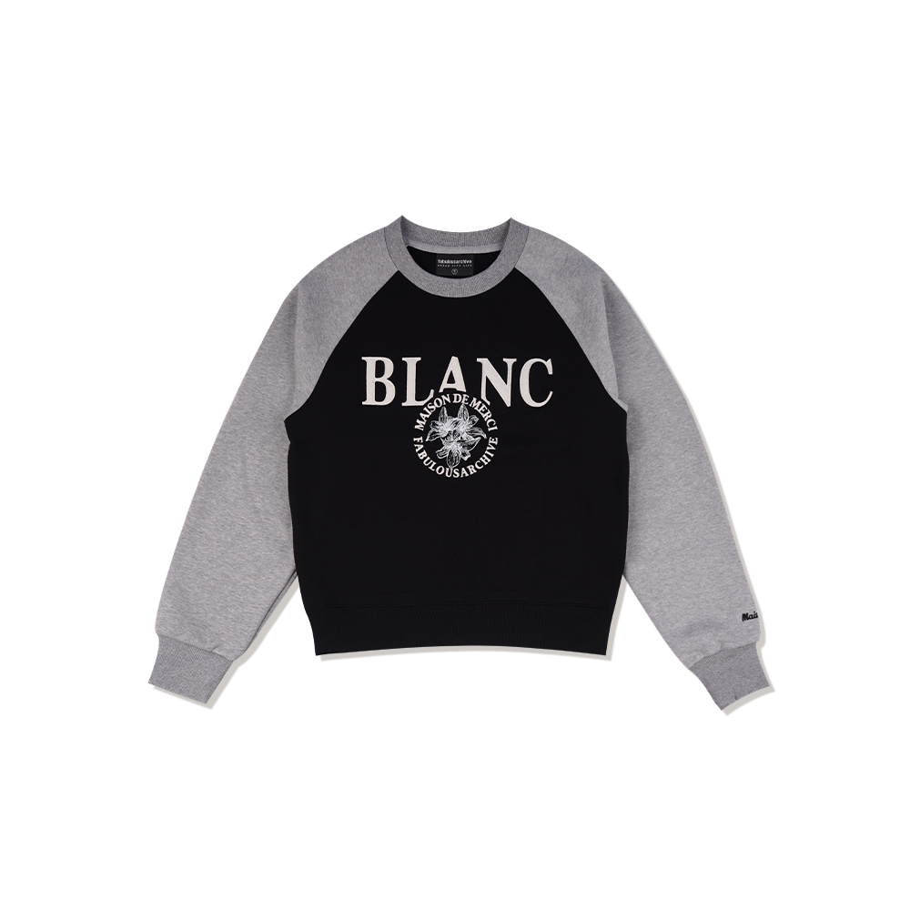 ファビュラスアーカイブ女性用ブランクロップスウェットシャツブラックメランジグレー (FCC3TS447W)