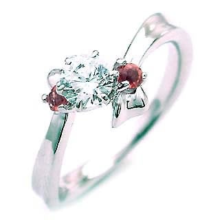 ( 1月誕生石 ) ガーネット Ptダイヤリング（婚約指輪エンゲージリング）楽ギフ_包装02P26Mar16