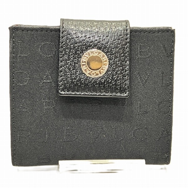 ブルガリ ロゴマニア キャンバス×レザー 2つ折り財布 【中古】