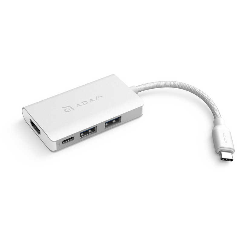 ADAMELEMENTS　USB Type-C 2ポｰトハブ/PD/HDMI変換アダプタｰ ADAME ELEMENTS シルバｰ 　AAPADHUBA01MSL