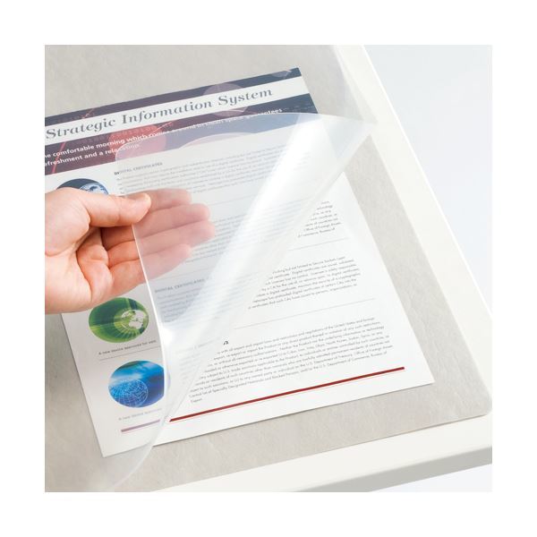 （まとめ） TANOSEE 再生透明オレフィンデスクマット シングル 600450mm 1枚 5セット