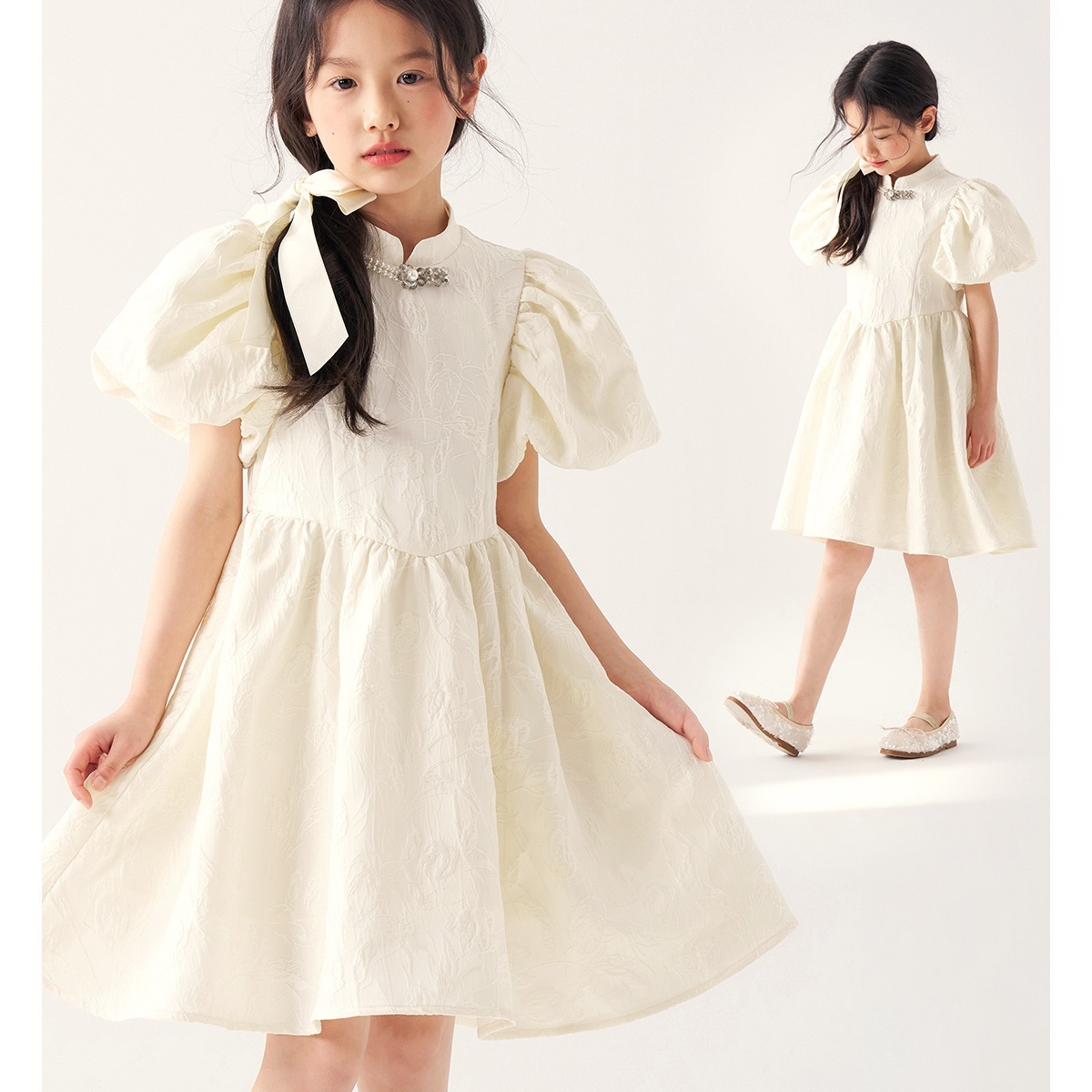 プリンセスユアンアン2025夏の新しい女の子の新しい女の子の新しい中国スタイルのチョンサムドレス春と夏のカジュアル通気スカート