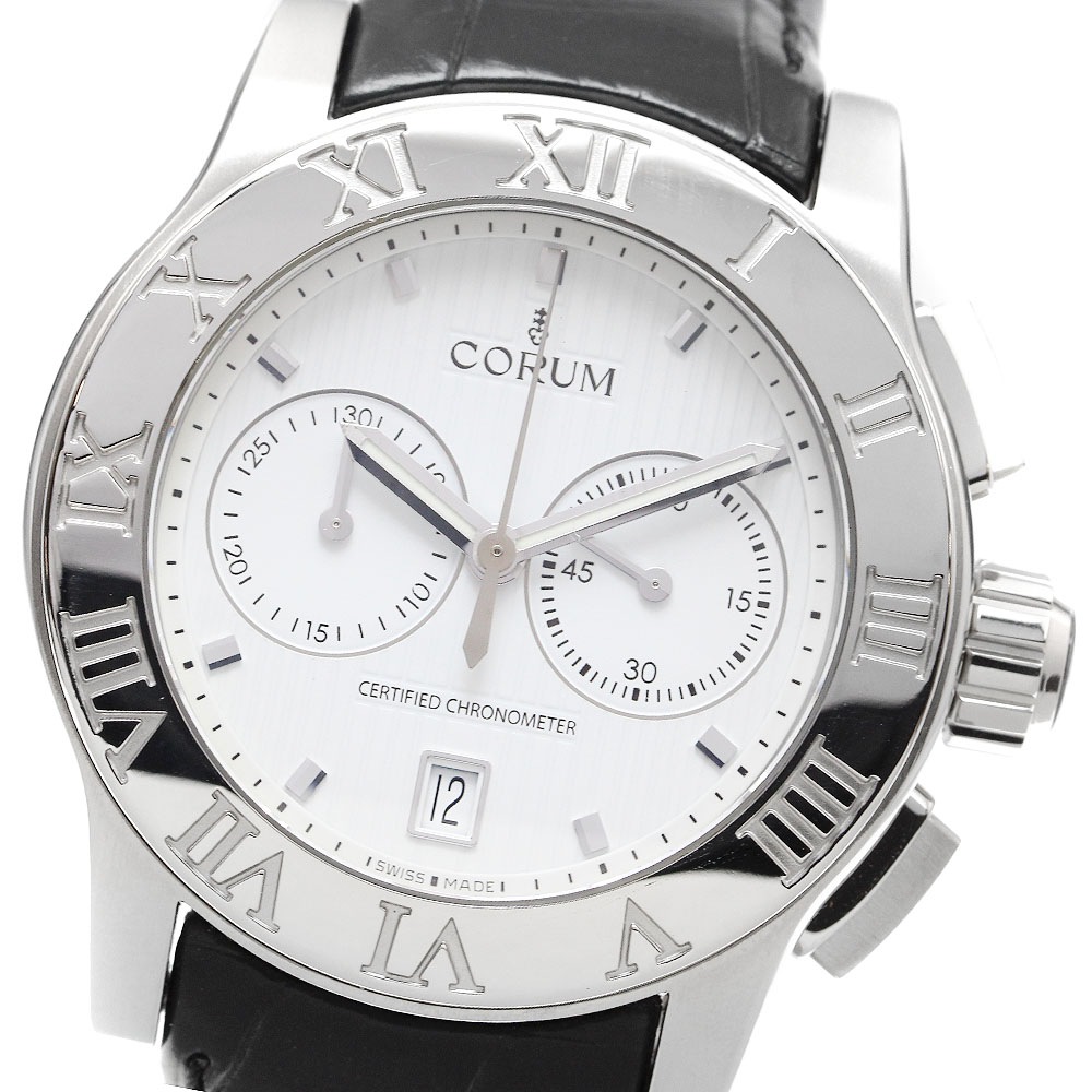 コルム CORUM 02.0012/984.715.20/0F01 EB77 ロムロス クロノグラフ デイト 自動巻き メンズ 保証書付き_908900【中古】