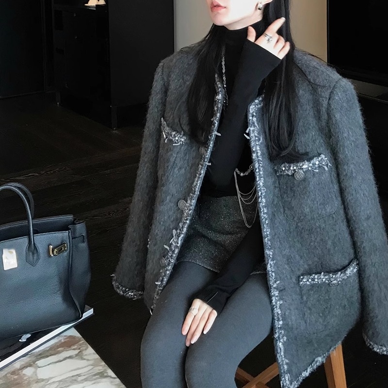 気質マスター工房千金日報高級感毛ね小香風コートデザイン