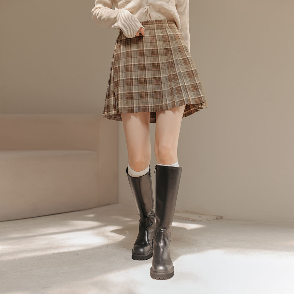 チェック柄プリーツミニスカート