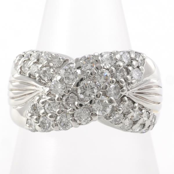 PT900 プラチナ リング 指輪 16号 ダイヤ 1.50 カード鑑別書 ジュエリー 中古