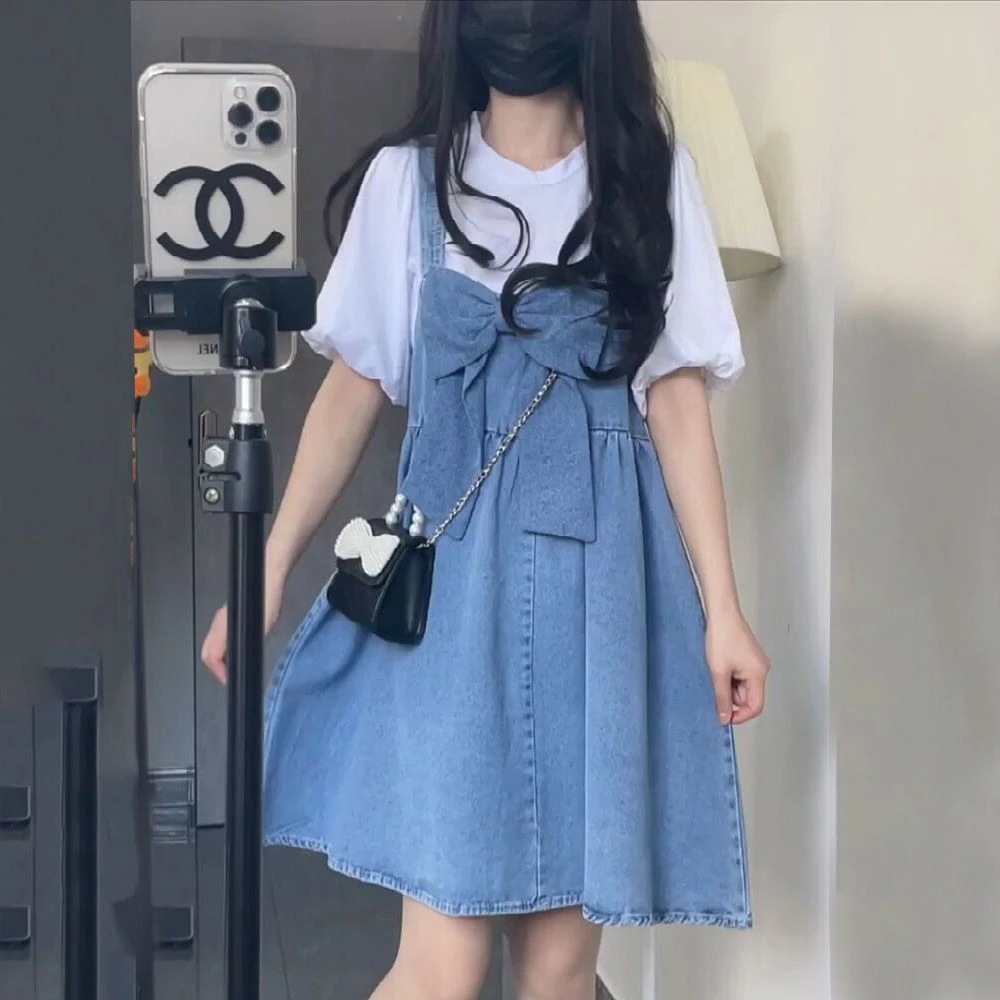 キャミワンピース ワンピース 夏 蝶結び かわいい デニムワンピース リゾートワンピース