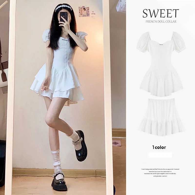 Pure Desire ホットガールウェア 2 点セット 小さな女性用 フレンチファーストラブ ウエストプリンセスドレス 夏