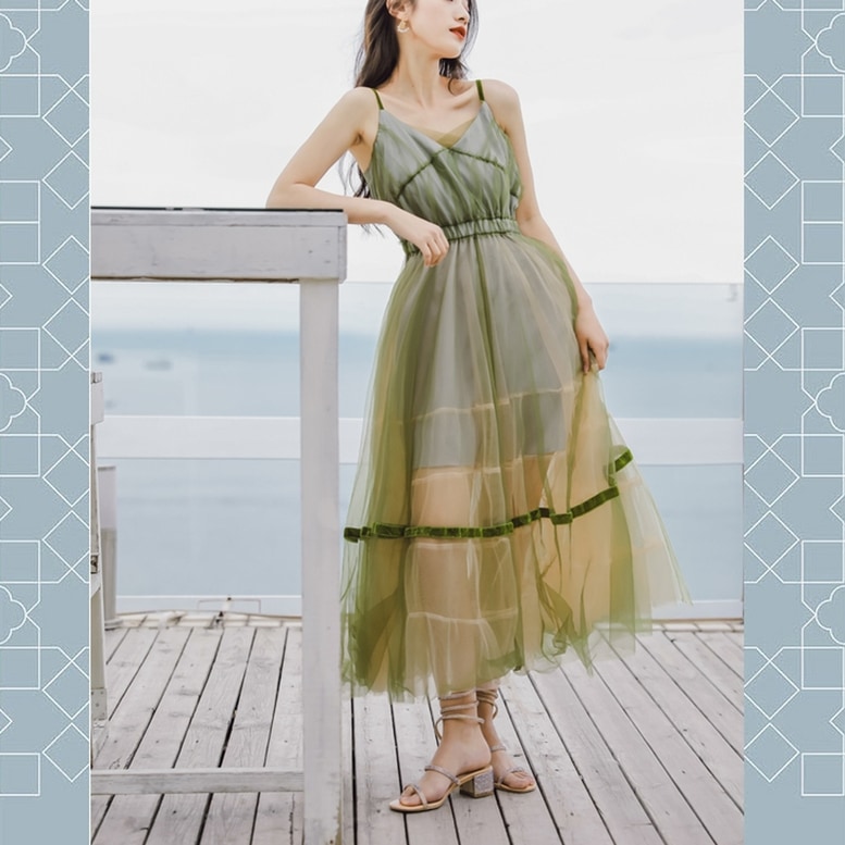 ワンピース レディース チュールワンピース レース ドレス ロング キャミソールワンピ マキシ丈