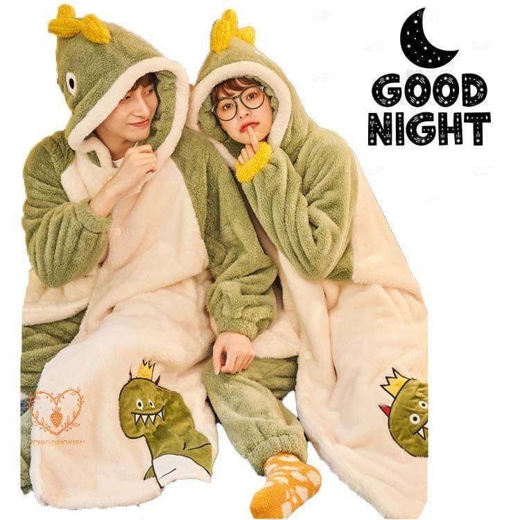 バレンタインデー カップル ペア パジャマ 恐竜 冬 ふわふわ ペアルック パジャマ ナイトガウン 春秋冬 日常 お祝い プレゼント ルームウェア 上下セット 部屋着