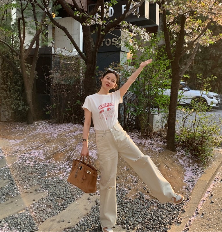 手作り感 VTG~破れたジーンズ レディース ゆったりデザイン 2023 夏 ハイウエスト ワイドレッグパンツ