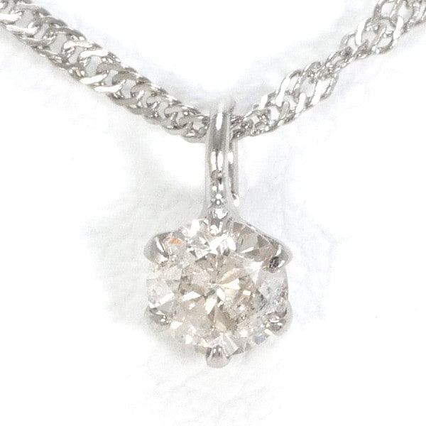 K18 18金 WG ホワイトゴールド ネックレス ダイヤ 0.10 約40cm ジュエリー 中古