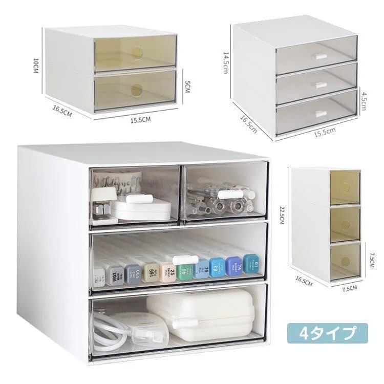 収納ケース 引き出し 3段 収納ボックス 化粧品 文房具 文具収納 プラスチック 小物 収納 積み重ね 1列 3段 小物入れ 仕分け デスク収納 机上