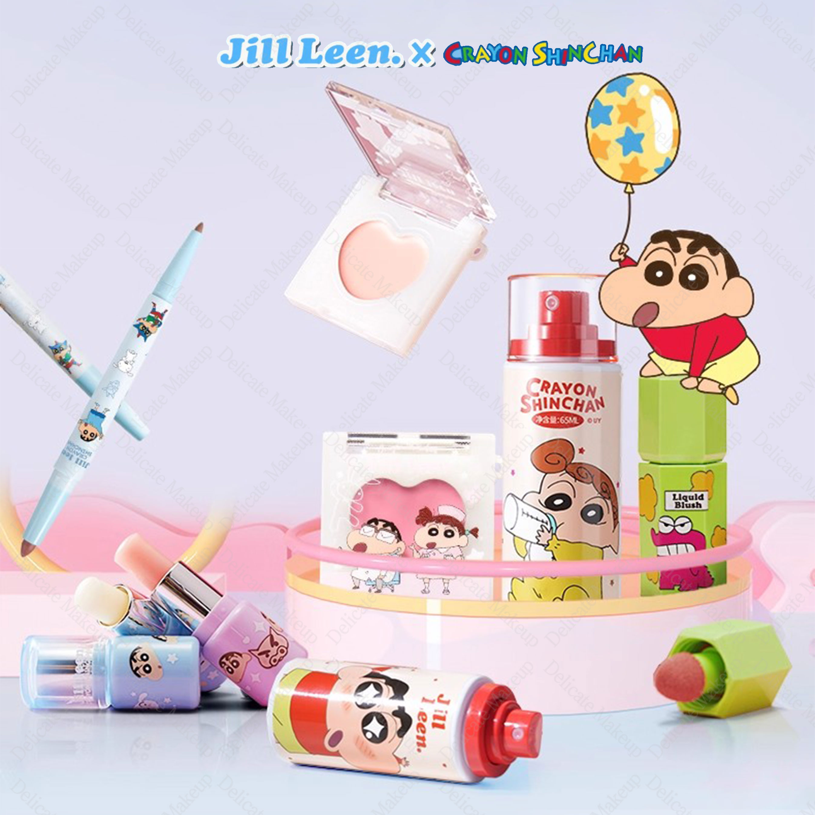 【急速出荷 公式正規品】クレヨンしんちゃん連名 アイシャドウ+チーク+リップ+パウダー+リキッドチーク+ハイライト コスメティック フルセット ココスメセット ギフトボックス 景品一式を差し上げ