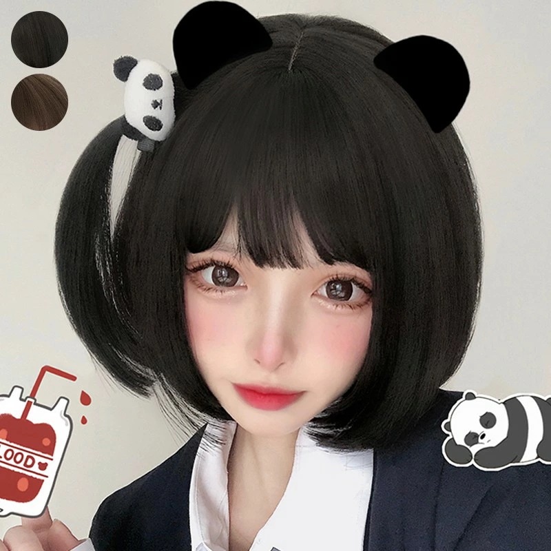 【赤字覚悟 最安挑戦】ウィッグ フルウィッグ ショートウィッグ ボブウィッグ ブラック ブラウン ショートボブ ボブヘアー 姫カット 前髪あり ふんわり前髪 ナチュラル かつら 黒髪 ショート コスプ