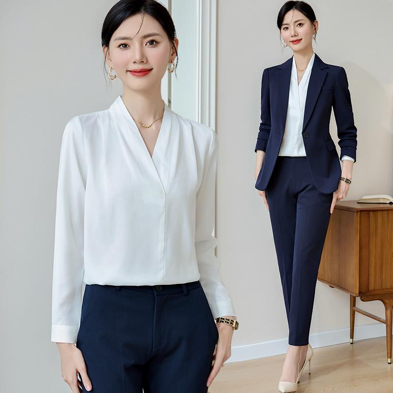 レディース スーツ ジャケット パンツ シャツ セットアップ おしゃれ ファッション 黒 春秋 リクルート オフィス シンプル エレガント 大きいサイズ コンサバ
