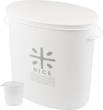 他サイト： パール金属 日本製 米びつ 5kg ホワイト 計量カップ付 お米 袋のまま ストック RICE HB-3433の商品画像