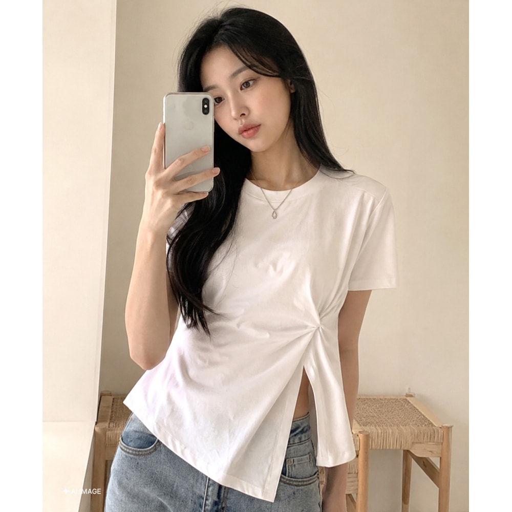 ジェネラルアイディアウーマンショルダーパッド入りツイストTシャツ [4COL] /GF2LTS523