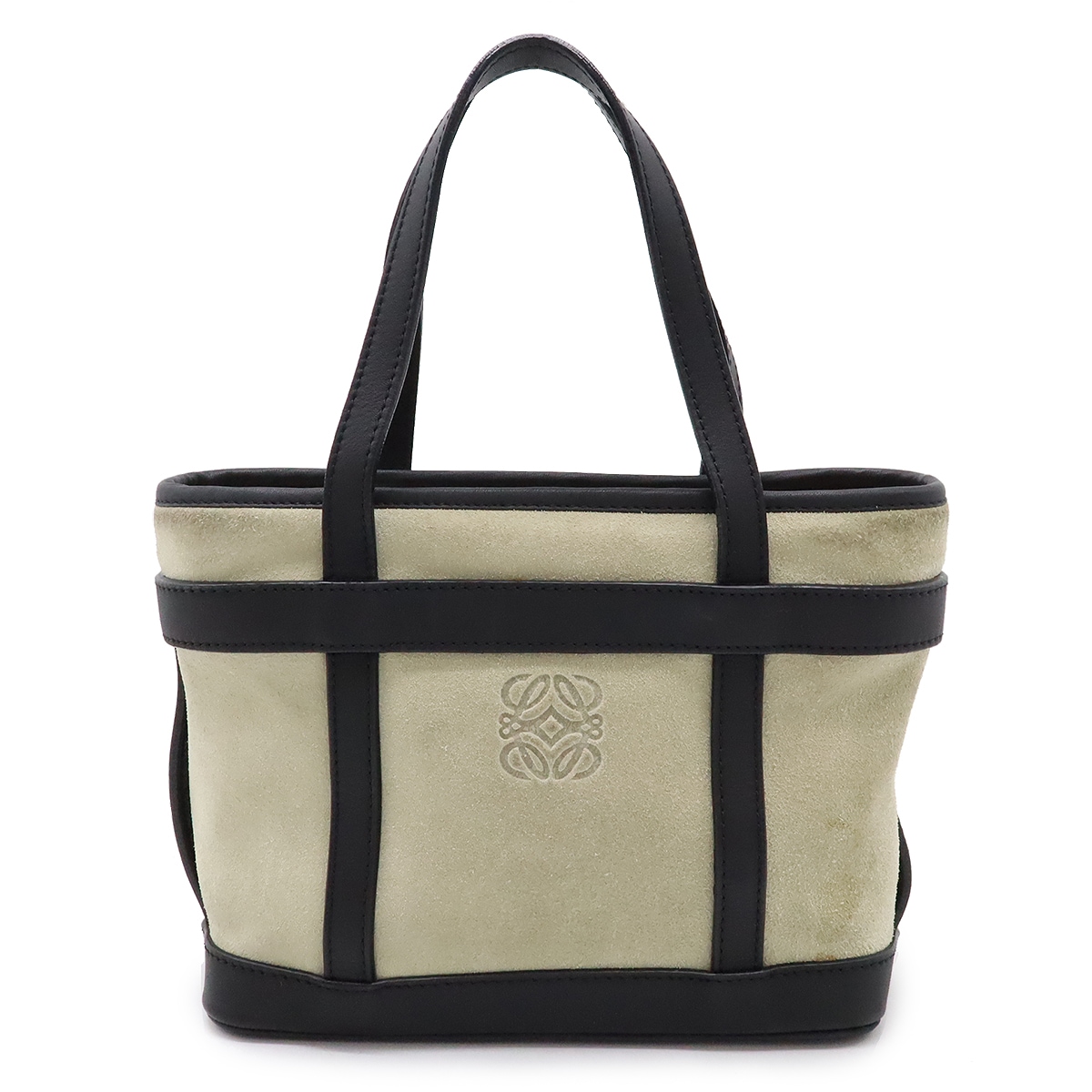 アナグラム ハンドバッグ ミニバッグ スエード レザー ベージュ ブラック 黒