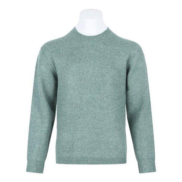 男性ミニマルウールハ찌ラウンドニットティーSG-KN-Q055-緑