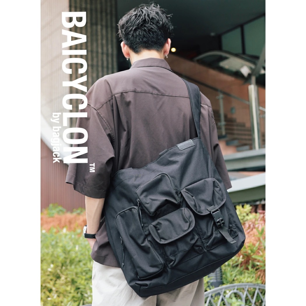 BAICYCLON バイシクロン マルチポケット トート バッグ MULTI POKETS TOTE MEDIUM BLACK ( ブラック 黒 メンズ レディース かばん 国内正規品 ショルダー B