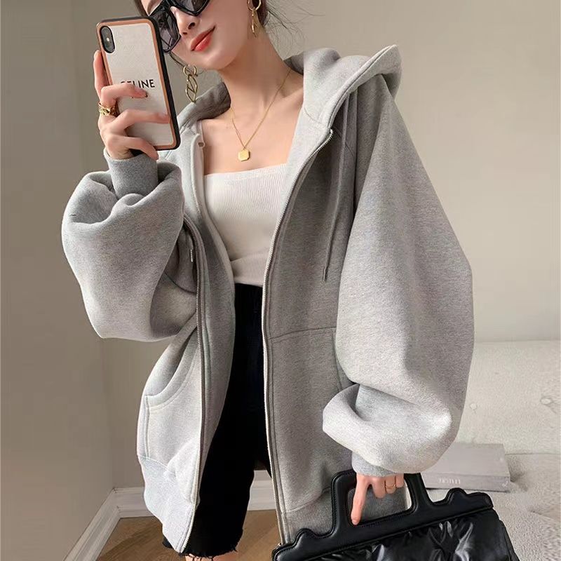 ゆったり 怠惰風 スウェット ジャケット 学生 カジュアル 野球服 秋冬 フード付き トップス