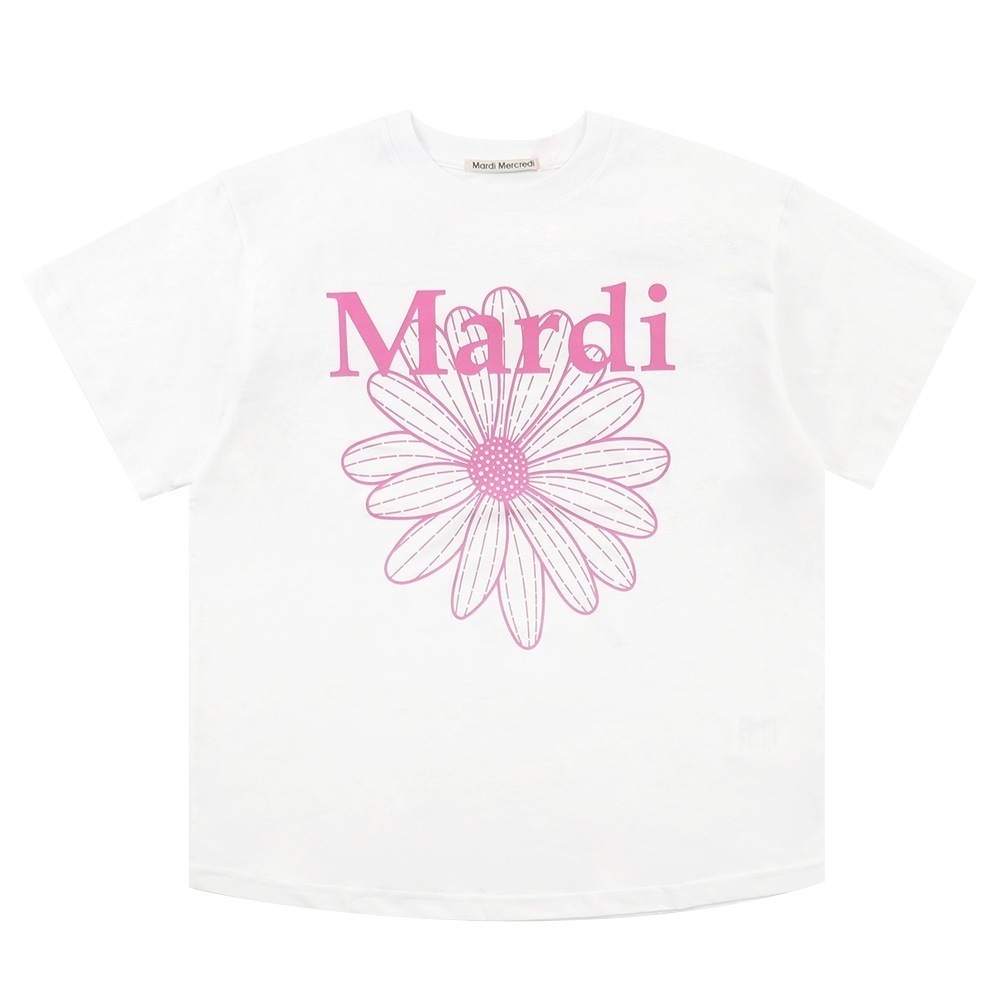 Tシャツ TSHIRT FLOWERMARDI WHITE PINK 半袖 レディース 韓国 ファッション アパレル