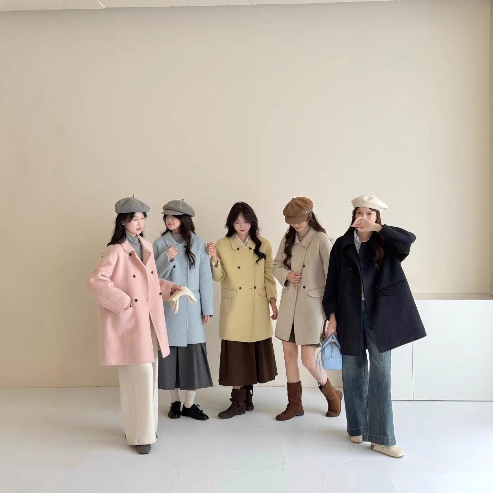 2025年秋冬新作気質韓国版中長小両面ウールコート女性両面ウールコート