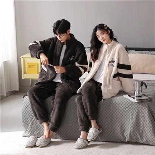 ペア パジャマ もこもこ カップル ペア ウェア セット 前開き 長袖 ペアパジャマ モコモコ ペアパジャマ カップル 結婚祝い プレゼント ペ 5,568円