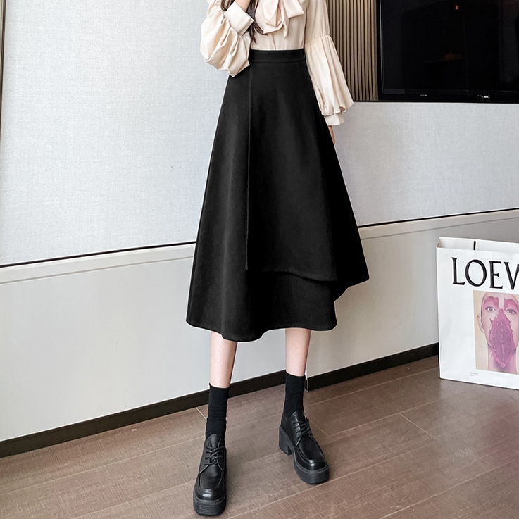 スカート ボトムス フレアスカート 膝丈 ひざ丈 膝下 フレア セミフレア 大人可愛い きれいめ