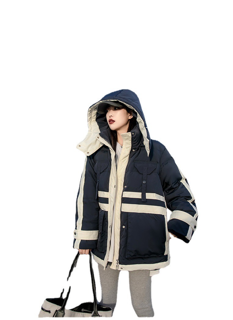 冬のおしゃれなレディースダウン 帽子付きダウンジャケット