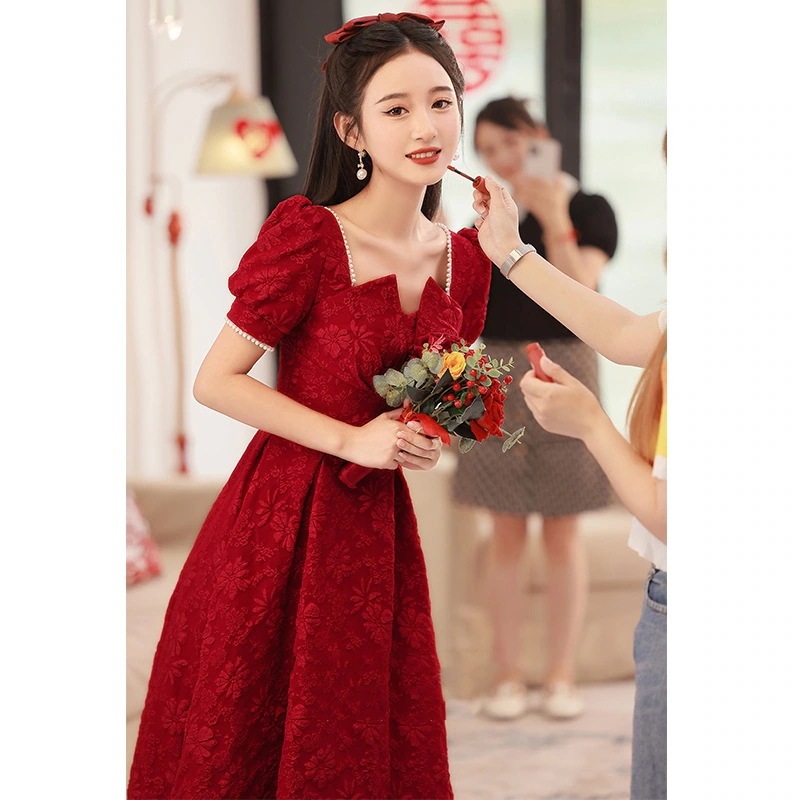 【1つ買うと10つ無料】花嫁のブルゴーニュ妊婦のための大きなサイズの服2025服は通常婚約ドレスを着ることができます