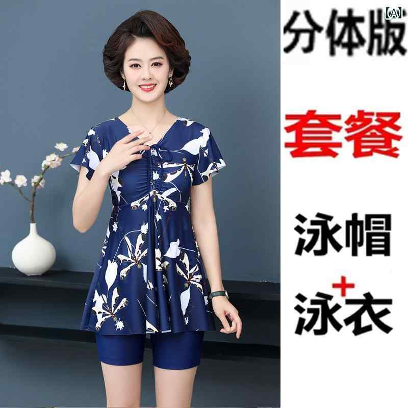 お母さん 水着 体型カバー おしゃれ 50代 60代 洋服見え 温泉 大きいサイズ レディース 分割 お腹カバー スリム見え ママ シニア スパ 体型カバー