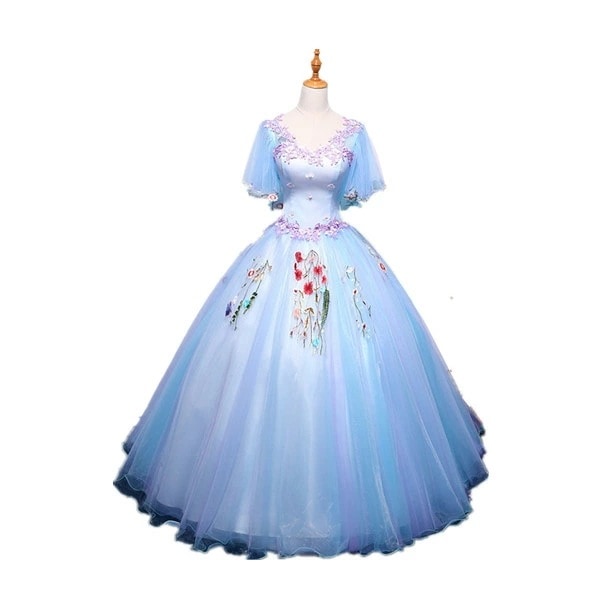 即納　Sサイズ　在庫処分　ブルー　フォーマルドレス　レース　花柄　ロングドレス　パーティードレス ワンピース カラードレス　二次会 演奏会 披露宴 結婚式 発表会　忘年会　演出舞台