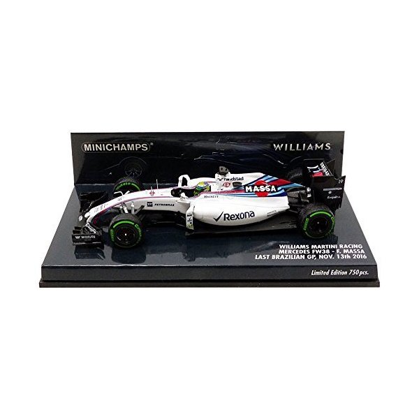 MinichampsMercedes FW38Brazil GP 2016Williams， 417160119Miniature Vehicle， Scale 1/43Blue/Whi