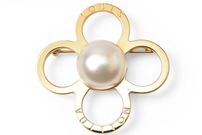 ルイヴィトン ピンブローチ LOUIS VUITTON ブローチ モノグラムフラワー ゴールド/パールモチーフ LOUIS VUITTON アクセサリー レディース ロゴ【中古】