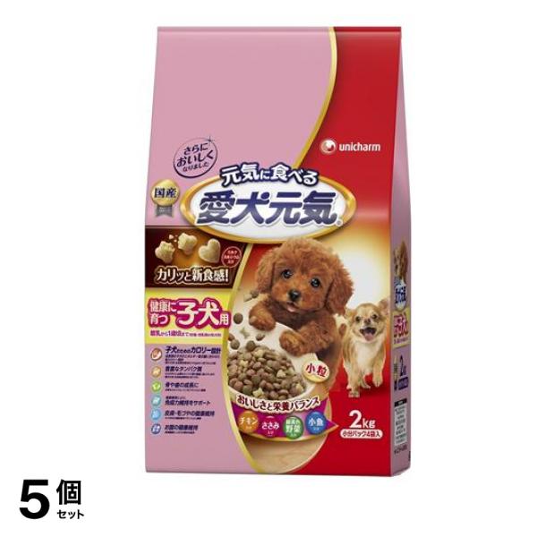 愛犬元気 健康に育つ子犬用 チキン・ささみ・緑黄色野菜・小魚入り 2kg 5個セット