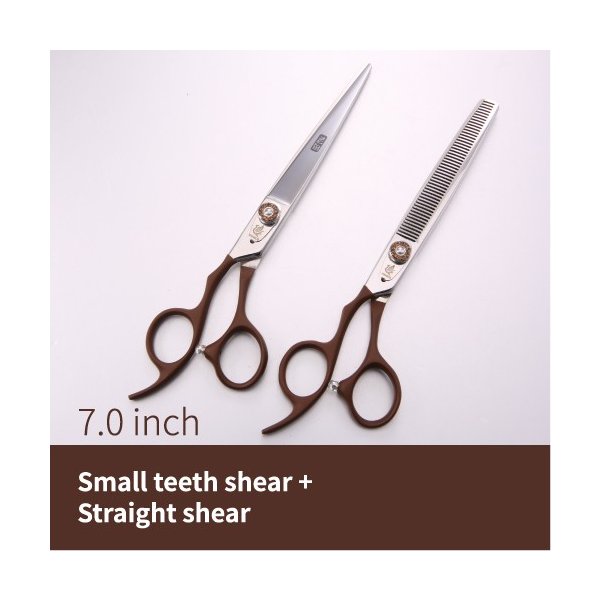 新しいデザイン左利き7.0インチペットグルーミングはさみセットストレート細く湾曲したはさみ 2pcs set 4 12,768円