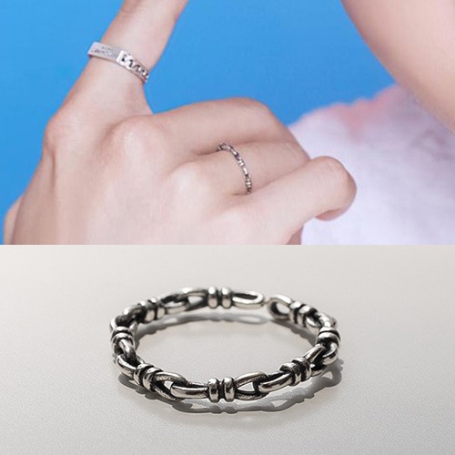 送料無料[UNISEX] BTS/防弾少年団/J-hope/ホソク/Dynamite/ダイナマイト st.925シルバー結び目リング/指輪 (Free size 12-18)