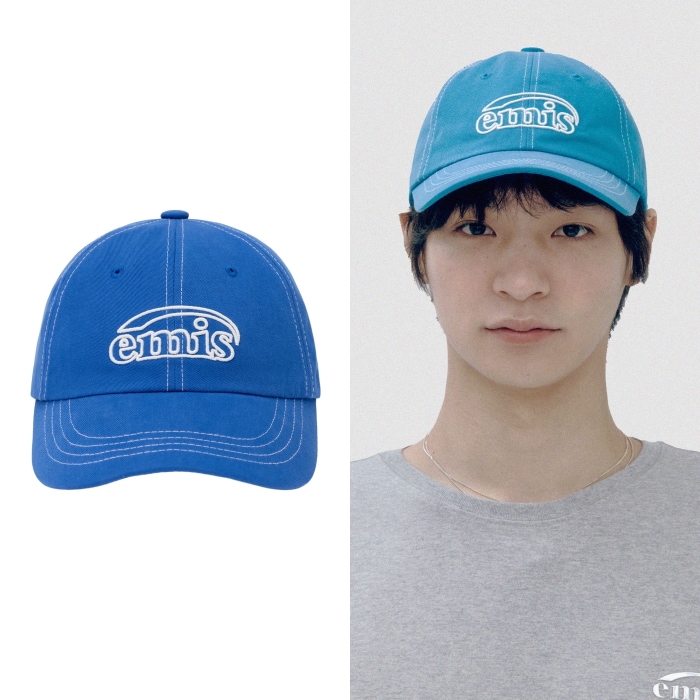 【EMIS】 WHITE STITCH BALL CAP : BLUE