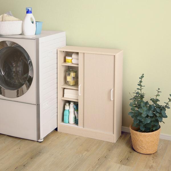 カウンター下収納 引き戸 薄型 スリム ワイド 幅広 おしゃれ 収納棚 省スペース 目隠し ホワイト 約 幅90cm 高さ85cm 北欧 ナチュラル 可動棚 幅木避け 巾木除け