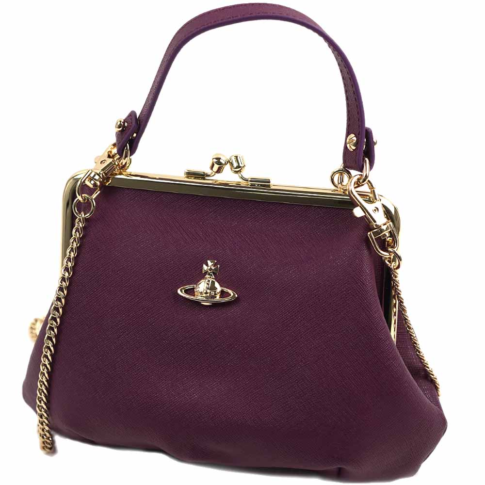 ヴィヴィアンウエストウッド ショルダーバッグ ハンドバッグ レディース がま口 2WAY チェーン Vivienne Westwood GRANNY FRAME PURSE PURPLE 520200