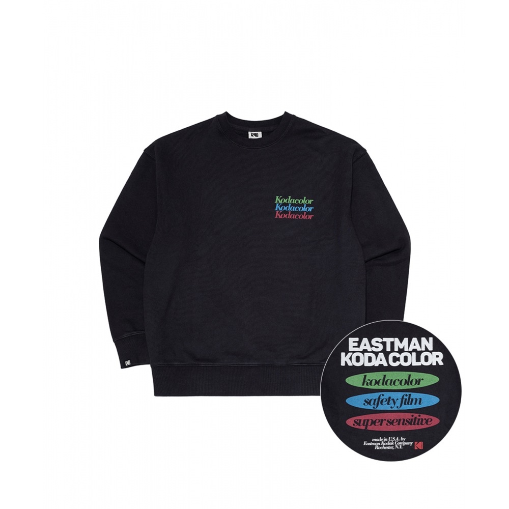 コダックコダック顔料染めスウェットシャツブラック