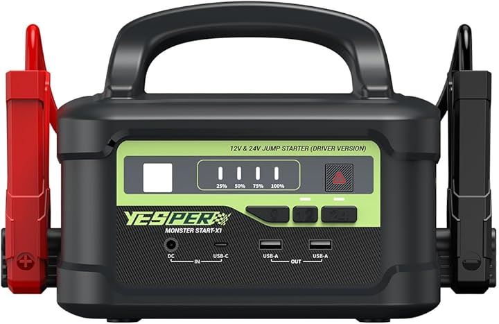ジャンプスターター 12V/24V車用 プロ 大型トラック対応 58800mAh 6000Aピーク電流 長寿命 1.5時間満充電 わずか4.3KG LEDライト搭載(58800 mAh)